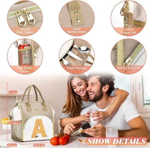 Vista 5 de Lonchera personalizada con tu texto para mujeres, lonchera personalizada, caja de almuerzo reutilizable, organizador térmico de aperitivos, lonchera