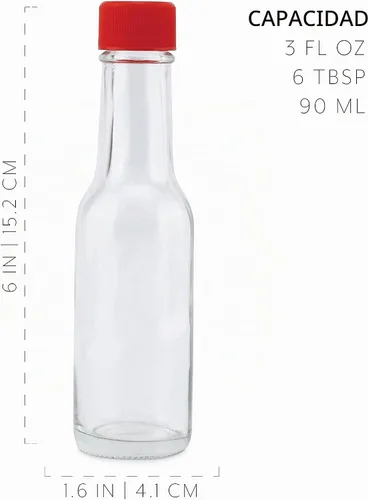 Vista 6 de Cornucopia Brands Mini botellas de salsa picante de 3 onzas (paquete de 24) botellas de salsa pequeña con tapas rojas, insertos de gotero y bandas