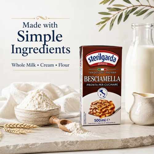 Vista 4 de Sterilgarda Salsa Béchamel Italiana Lista para Usar 16.9 fl oz (500ml) - Paquete de 1