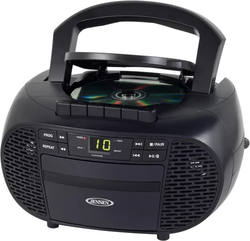 Vista 2 de JENSEN CD-550BT-BK Grabadora de casete de CD Bluetooth estéreo portátil con radio AM/FM - Reproductor de radio compacto habilitado para Bluetooth