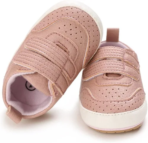 Vista 4 de Clowora Zapatos para bebés niños y niñas, suela de goma antideslizante, zapatos de cuna para recién nacidos, mocasines planos.