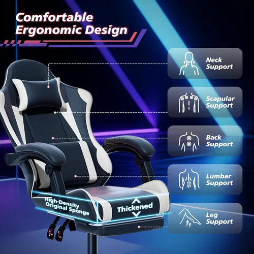 Vista 4 de Magshion Silla de juegos para adultos, silla ergonómica de computadora con reposabrazos de acoplamiento, silla de jugador de altura ajustable