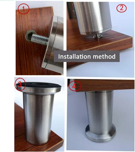 Vista 9 de Patas ajustables para muebles de barra roscada M10, patas de cama de acero inoxidable cepillado, patas de mesa de vidrio, patas de repuesto