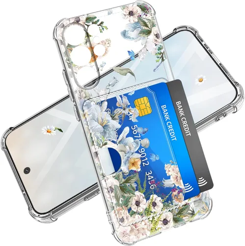 Vista 33 de Funda para Samsung Galaxy S23 FE con protector de pantalla, suave, a prueba de golpes, transparente, floral, funda protectora para mujer, diseño