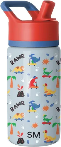 Vista 15 de Simple Modern Botella de agua para niños con tapa con pajilla, vaso aislado de acero inoxidable de 14 onzas para niños y a prueba de derrames