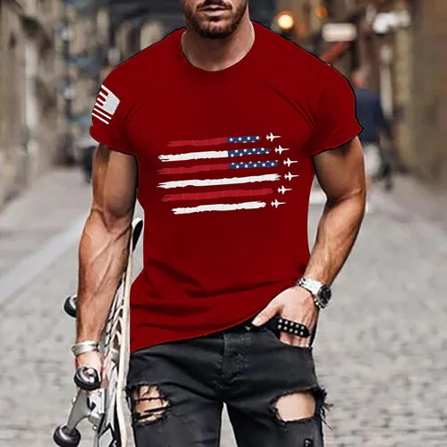 Vista 2 de EELHOE Camisas patrióticas para hombre, camisetas gráficas para hombre, 1776 de historia americana, camisa de manga corta, blusas de verano a