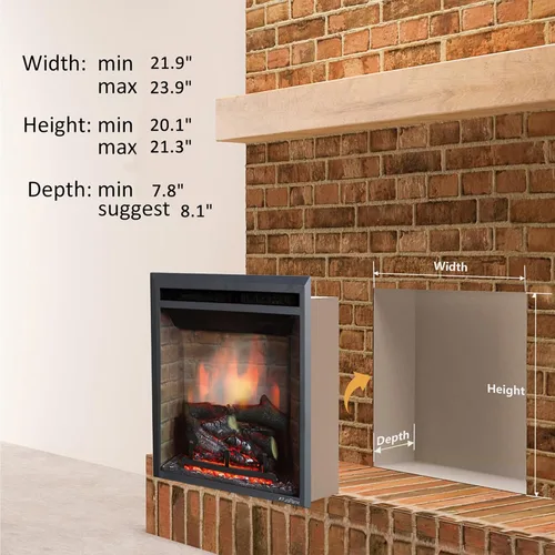Vista 3 de PuraFlame - Inserto eléctrico de chimenea occidental con sonido crepitante de fuego, control remoto, 750/1500 W, negro, 22 53/64 pulgadas de ancho x