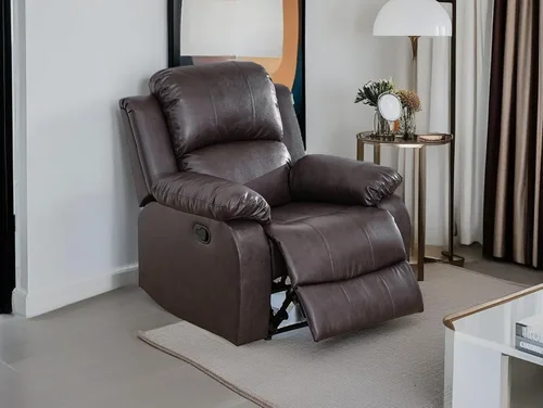 Vista 28 de Sofá reclinable manual moderno, sofá reclinable de cuero de 3 plazas, sofá reclinable de sala de estar, sofá con portavasos y mesa abatible