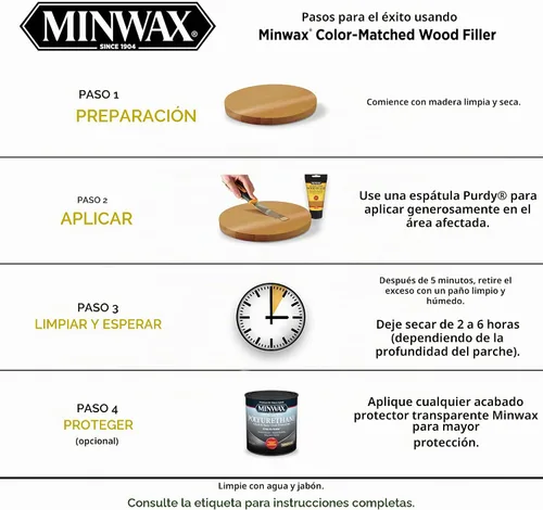Vista 6 de Minwax Relleno de madera a juego, roble dorado, 6 onzas