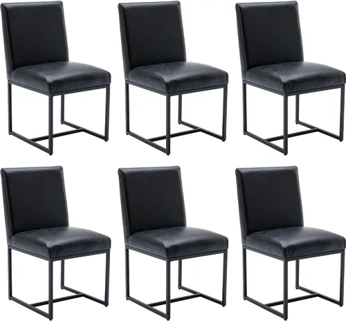 Vista 26 de BESTANO Sillas De Comedor - Juego de 2 sillas de comedor modernas negras tapizadas de piel sintética para cocina y comedor con marco de metal negro