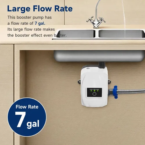 Vista 4 de Bomba de refuerzo de agua, bomba de presión de 24 V y 150 W, bomba de ducha silenciosa de 30-40 dB con control automático, impermeable IP56, motor