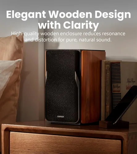 Vista 5 de Edifier R1380T Altavoces alimentados para estanterías, monitores de campo cercano activos estéreo 2.0, altavoz de monitor de estudio, 42 vatios RMS