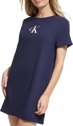 Vista 4 de Calvin Klein Vestido tipo camiseta con logotipo de monograma para mujer