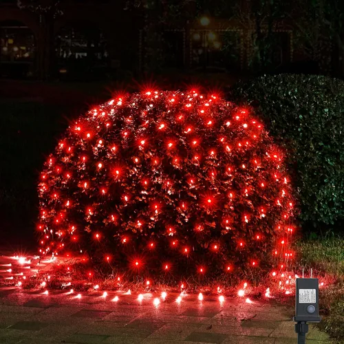 Vista 9 de WBao - Luces de Navidad, 200 LED de red de 8.4 x 5.2 pies, luz de malla para exteriores con 8 modos, temporizador, certificado UL, conectables