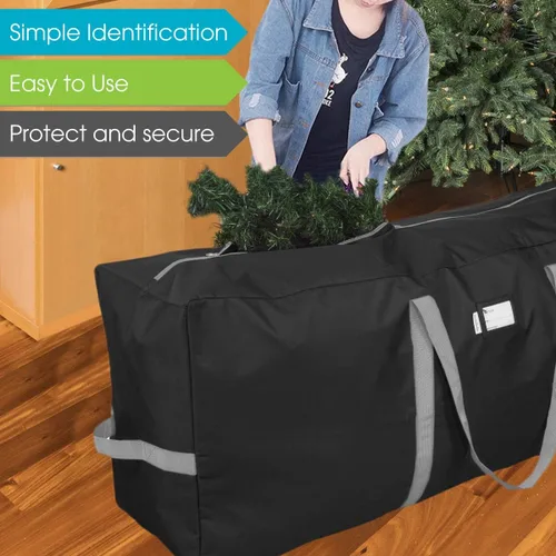 Vista 6 de Bolsa de almacenamiento para árbol de Navidad que se adapta hasta a 2 m Árbol navideño desmontado de 50 x 15 x 20 pulgadas, contenedor, caja