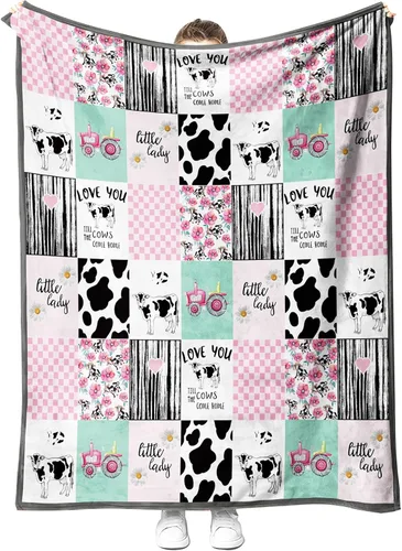 Vista 10 de YunTu Manta de vaca con estampado de vaca de animales de granja para niñas y mujeres, ropa de cama de decoración de vaca, regalos para Navidad, San