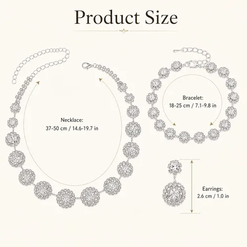 Vista 3 de Conjuntos de joyas de boda para mujer, collar de diamantes