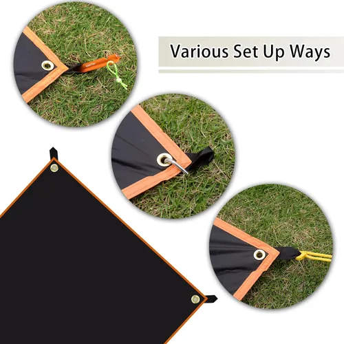 Vista 3 de GEERTOP Alfombra ultraligera para tienda de campaña, impermeable, color negro, para debajo de la tienda, camping, mochileros, senderismo, picnic