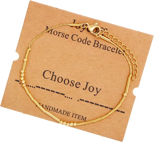 Vista 145 de JoycuFF Pulseras inspiradoras de código morse para mujeres, cuentas de plata, joyería con mantra de motivación, regalos para ella