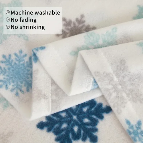 Vista 6 de Viviland Juego de sábanas de micro polar para cama tamaño King, sábanas ajustadas tipo franela para Navidad con bolsillo de 15" de profundidad, Copo