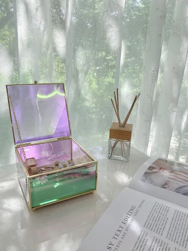 Vista 7 de Moosy Life Aurora Borealis - Organizador de almacenamiento de cristal para ganancias, anillos, collar, colgante, pulseras (pequeño)