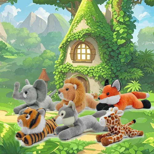 Vista 6 de Animal de peluche de elefante para niños, juguete de peluche realista de 8 pulgadas, animales con postura acostada, lindos elefantes de peluche