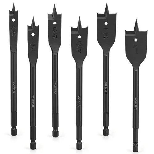 Vista 9 de WORKPRO 13-Piece Spade Drill Bit Set, 1/4" to 1-1/2", Black