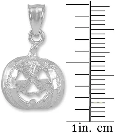 Vista 3 de Collar con colgante de calabaza de Halloween con dije de Jack O'Lantern de plata de ley 925, Plata esterlina