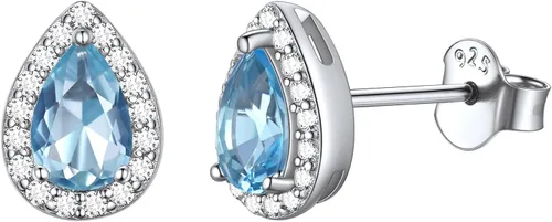 Vista 35 de ChicSilver Aretes de piedra natal para mujer de plata de ley 925