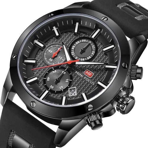 Vista 2 de KXAITO Relojes para hombre, reloj cronógrafo deportivo militar, resistente al agua, correa de cuero de silicona luminosa, relojes casuales