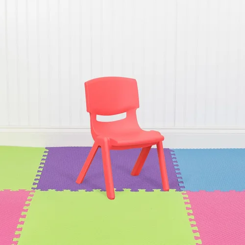 Vista 85 de Flash Furniture - Silla escolar apilable de plástico azul con altura de asiento de 10 1/2 pulgadas Construcción duradera, uso comercial