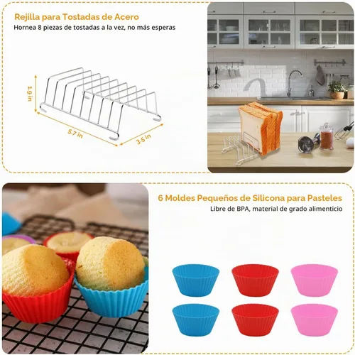 Vista 4 de Accesorios para freidora de aire de doble cesta, juego de 15 piezas para freidoras de aire Ninja DZ401 DZ201 Foodi de doble zona con 100 forros