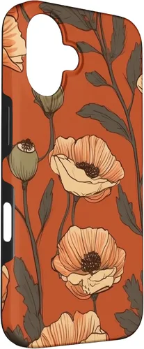 Vista 3 de iPhone 16 Floral Pattern Poppies Terracotta Poppy Flower Case