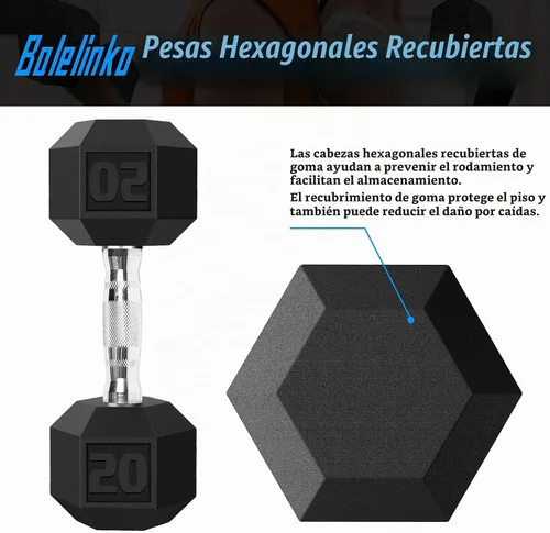 Vista 2 de Balelinko Rubber Grip Encased Dumbbell Cast Iron Weight with Anti-Slip Handle Dumbbell -Strength Training Equipment - Home Gym Accessories - Full