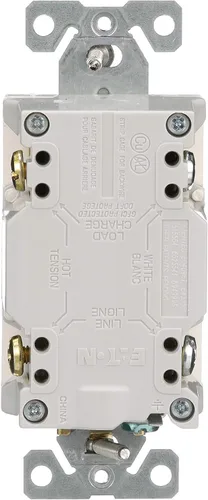 Vista 4 de Eaton GFCI - Receptáculo dúplex resistente a manipulaciones de 15A -125 V con placa de pared de tamaño estándar, almendra clara