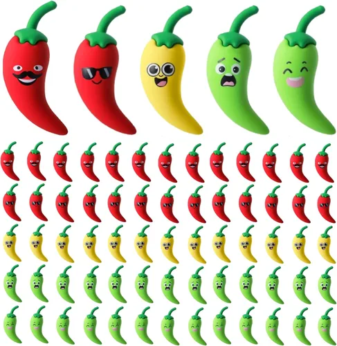 Vista 8 de 25 piezas de decoración de chile mini figuras de chile para pimientos, festivales, fiestas, pequeñas figuras de pimientos picantes falsos, pequeña