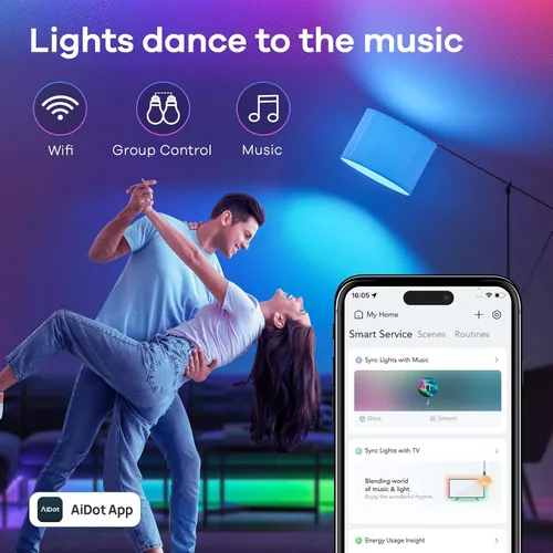 Vista 9 de Linkind Bombillas inteligentes WiFi, bombilla de luz Alexa que funciona con Alexa, Google Home, bombilla RGBTW de cambio de color de 16 millones