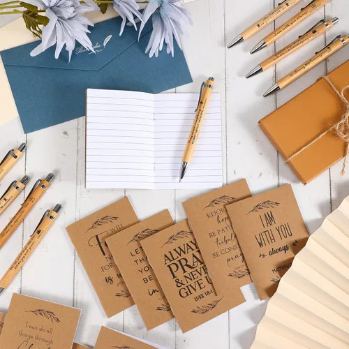 Vista 4 de Fuutreo Juego de 40 piezas de regalo cristiano con versículos de la Biblia, diarios de oración, bolígrafos inspiradores religiosos, mini cuaderno