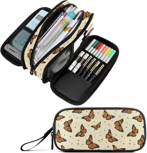 Vista 10 de Fustylead Estuche para lápices de gran capacidad para notas musicales, bolsa de maquillaje multiusos, bolsa de almacenamiento para oficina