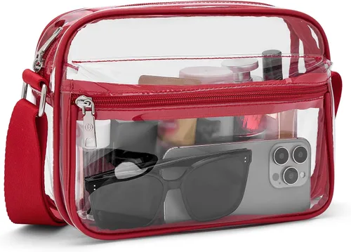 Vista 11 de BOSTANTEN Bolsa transparente para mujer, aprobada para estadios, bolsas transparentes pequeñas, bolso cruzado de moda para conciertos, eventos