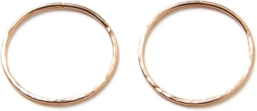 Vista 6 de Pequeños aros chapados en oro rosa martillado, mini aretes de aro, aretes de aro Huggie