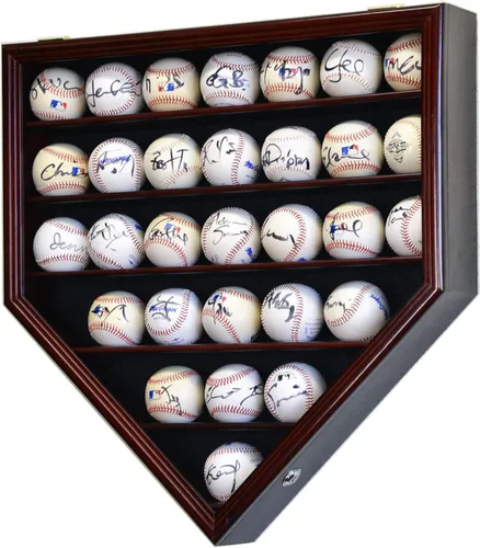 Vista 7 de 30 Balón de béisbol vitrina gabinete - Home Plate Shaped (negro)