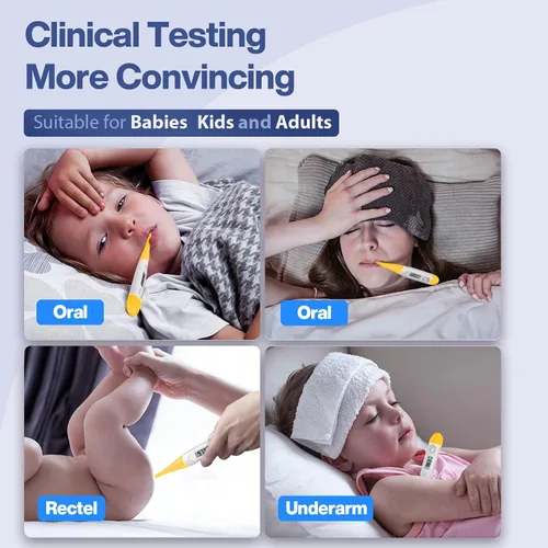 Vista 4 de Boncare - Termómetro digital de 10 segundos para adultos y niños - Termómetro rectal preciso y seguro para bebé con alarma de fiebre, termómetro