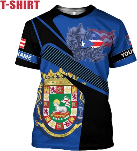 Vista 3 de Camisa personalizada con nombre de Puerto Rico, camisas personalizadas para hombres y mujeres, camiseta con la bandera de Puerto Rico 3