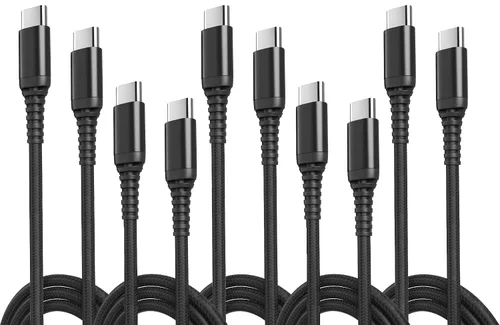 Vista 9 de Paquete de 5 cables USB tipo C [6 pies Carga rápida 3A trenzados] - Cable de carga USB-A a USB-C, compatible con iPhone 17 16 15 Plus Pro Max