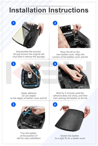 Vista 6 de KBH Funda de repuesto para reposabrazos de consola central para GMC Terrain, Chevy Equinox 2010 2011 2012 2013 2014 2015 2016 2017, cuero de vinilo