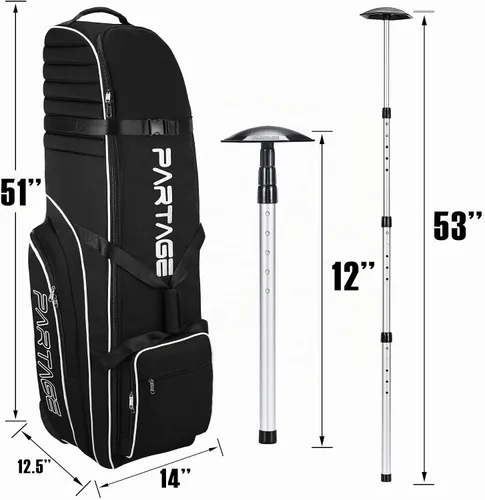 Vista 8 de Bolsa de viaje de golf Partage con sistema de soporte, estuche de viaje de golf para aerolíneas, Oxford 900D resistente - Negro Negro (Black Pro)