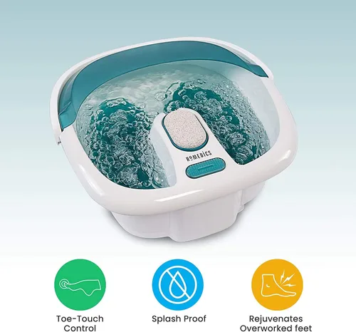 Vista 2 de HoMedics Bubble Spa Elite - Baño de pies, centro de pedicura extraíble 2 en 1, control táctil de dedos, mango fácil sin salpicaduras, FB-450H