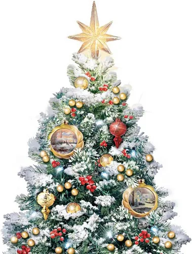 Vista 2 de The Bradford Exchange Thomas Kinkade Snow-Kissed Holiday Memories - Árbol de mesa