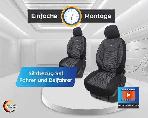 Vista 7 de BREMER SITZBEZÜGE Custom Car Seat Covers Compatible with VW T5 Multivan Driver & Passenger Set from 2003-2015 / Car Seat Covers Protective Cover 115